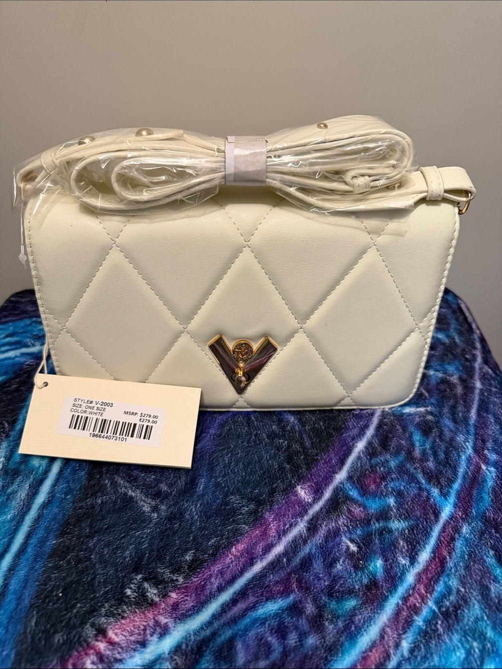 Valentino Orlandi White Quilted Crossbody Bag